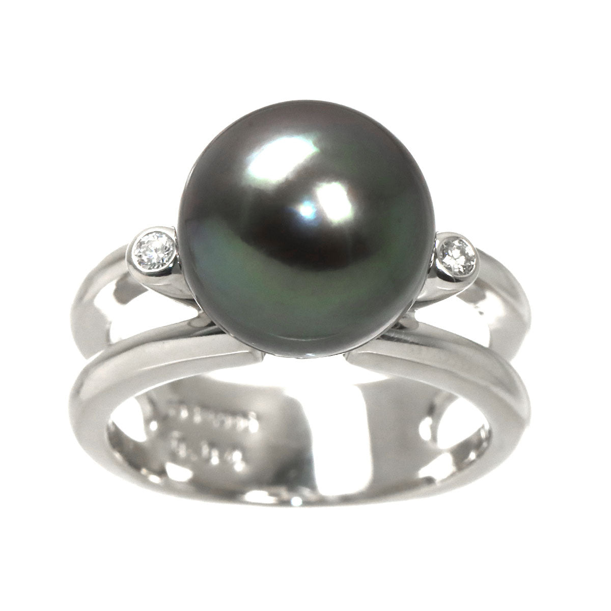 Black Pearl 10.6mm Diamond 0.04ct Ring Platinum size4.5-4.75(US)