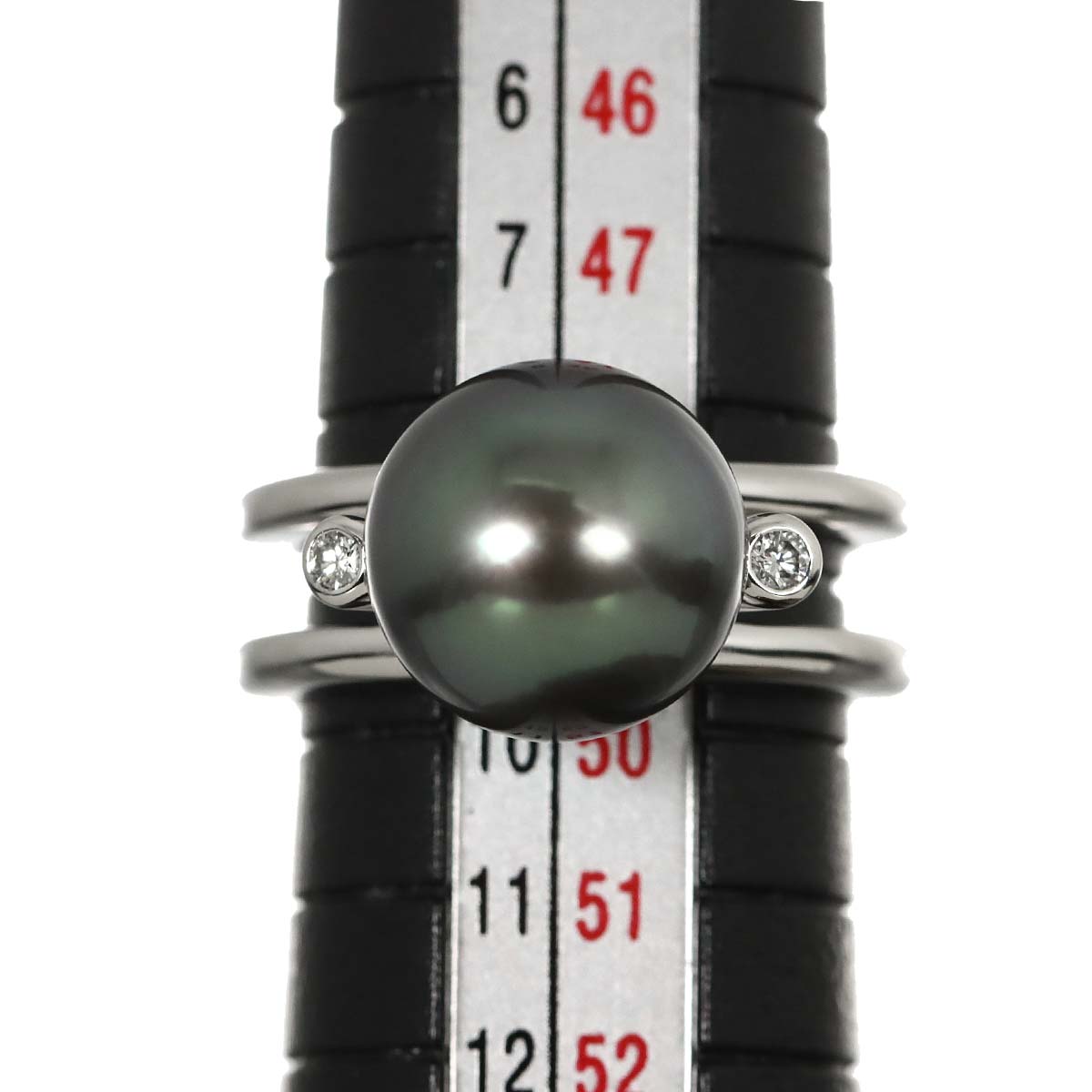 Black Pearl 10.6mm Diamond 0.04ct Ring Platinum size4.5-4.75(US)