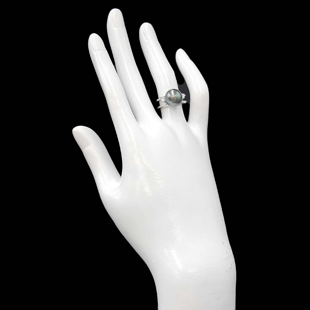 Black Pearl 10.6mm Diamond 0.04ct Ring Platinum size4.5-4.75(US)