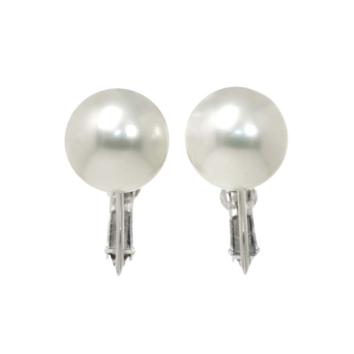 South Sea Pearl 10.7mm Earrings Clip on 18K WG White Gold 750
