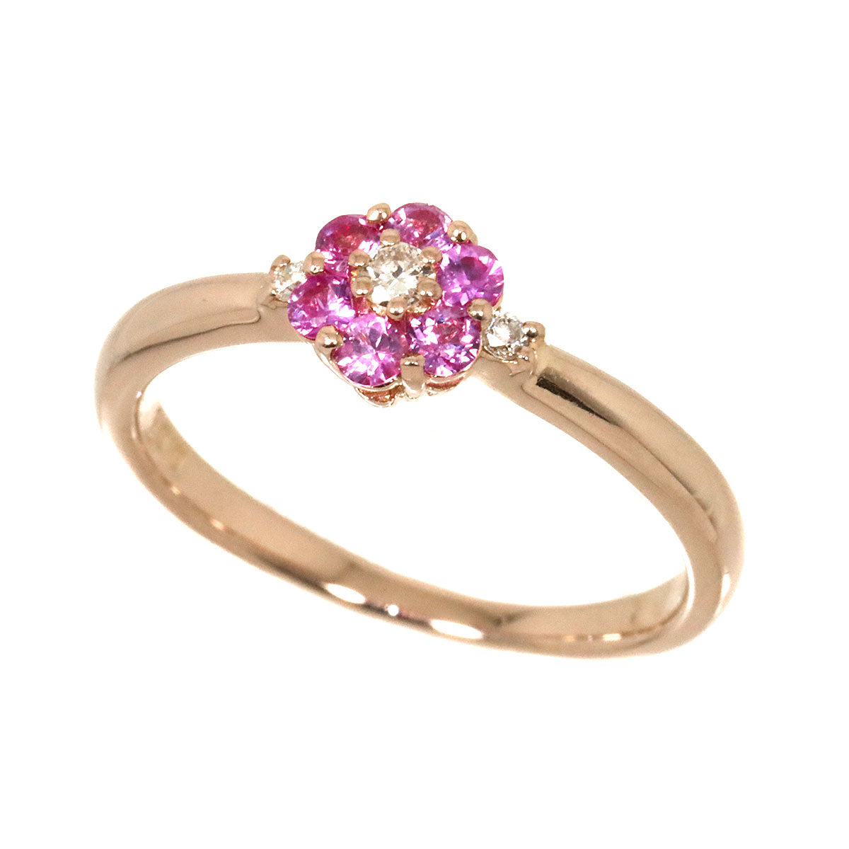 Sapphire Diamond 0.06ct Ring 18K PG 750 Size5.5-5.75(US)