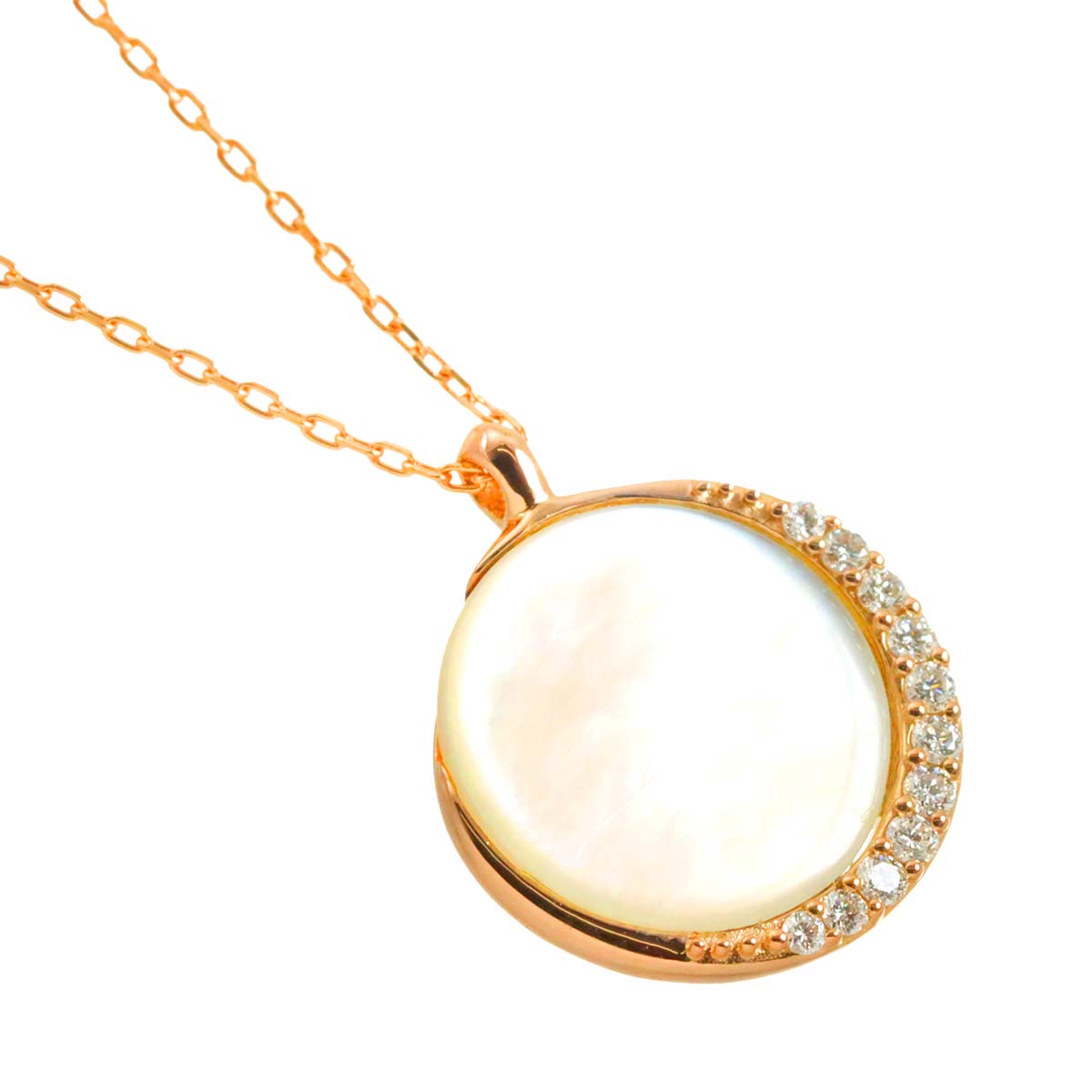 MOP Diamond 0.05ct Necklace 18K PG 750