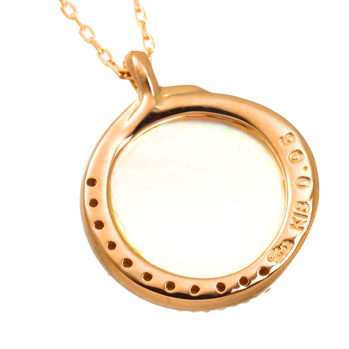 MOP Diamond 0.05ct Necklace 18K PG 750