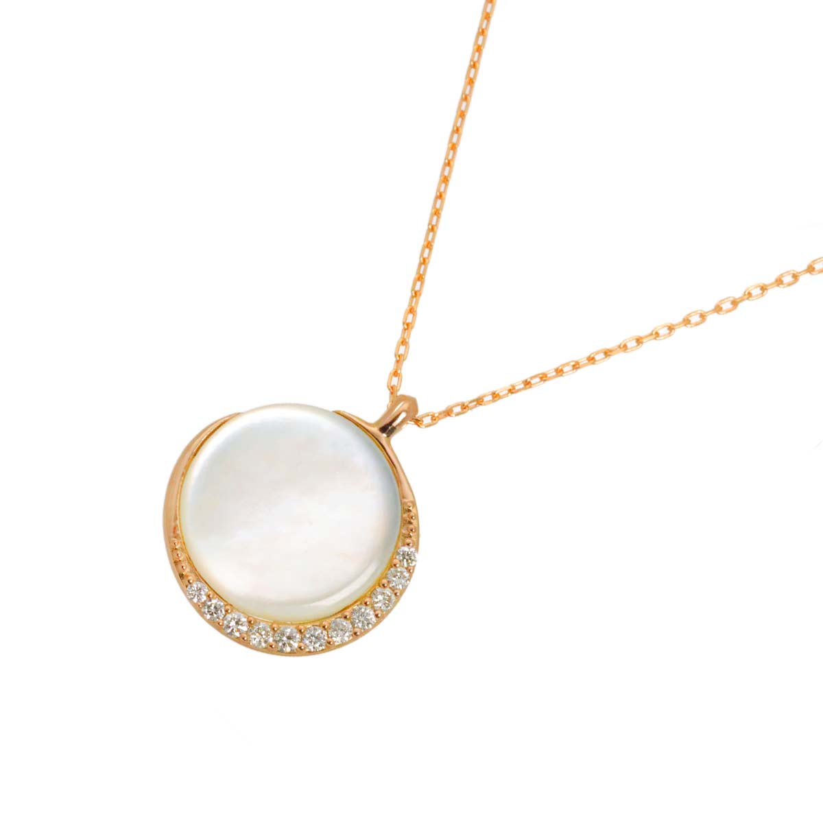 MOP Diamond 0.05ct Necklace 18K PG 750