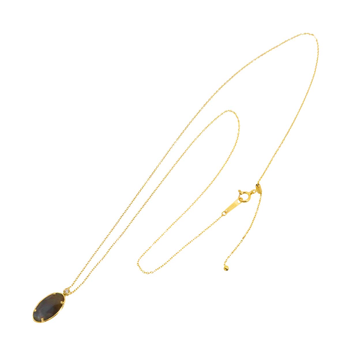 Blue Topaz MOP Diamond Necklace 18K Yellow Gold 750