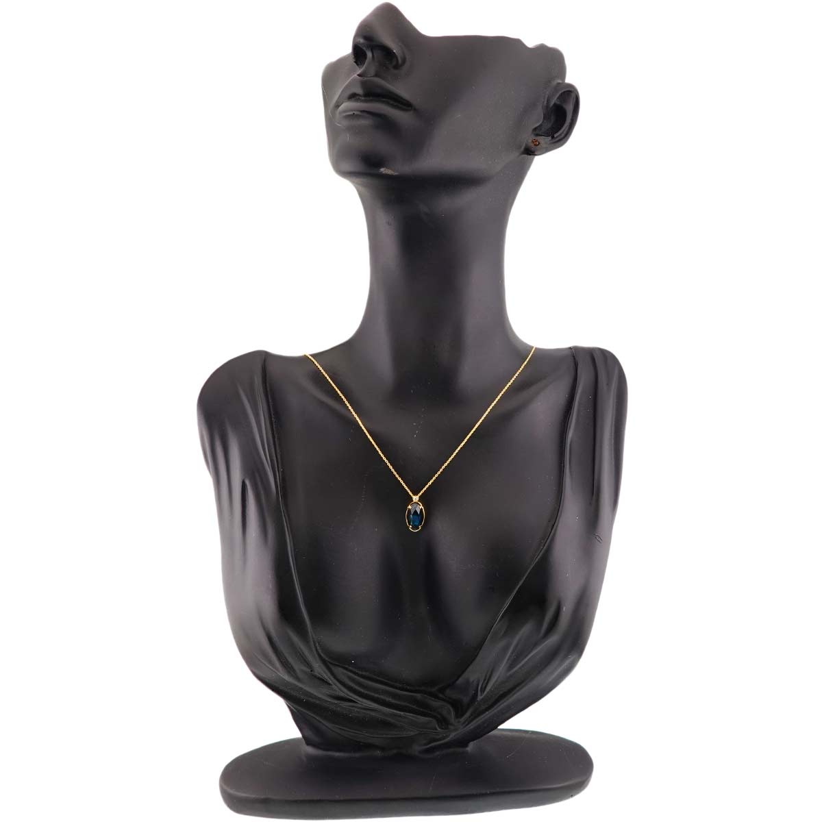 Blue Topaz MOP Diamond Necklace 18K Yellow Gold 750