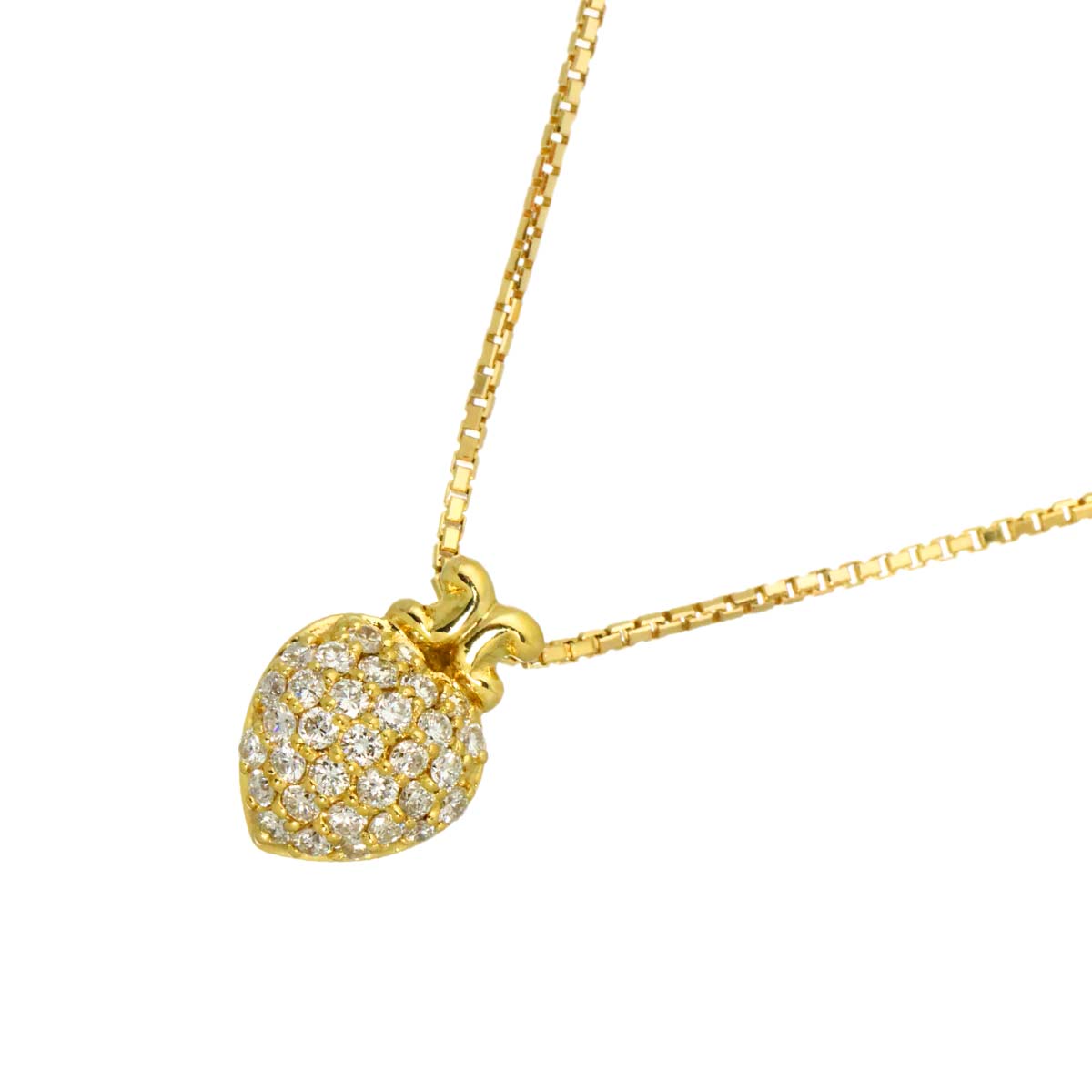 Diamond 0.35ct Ruby 0.02ct Necklace K18 Yellow Gold 750