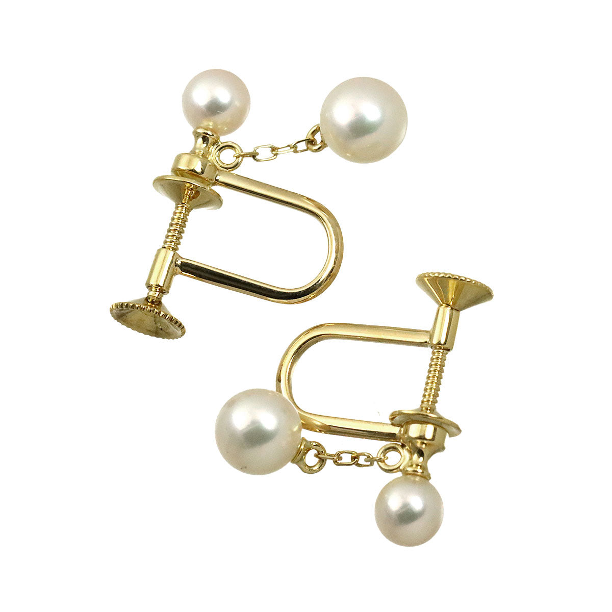 Akoya Pearl 5.8-4.6mm Earrings Clip on 18K Yellow Gold 750