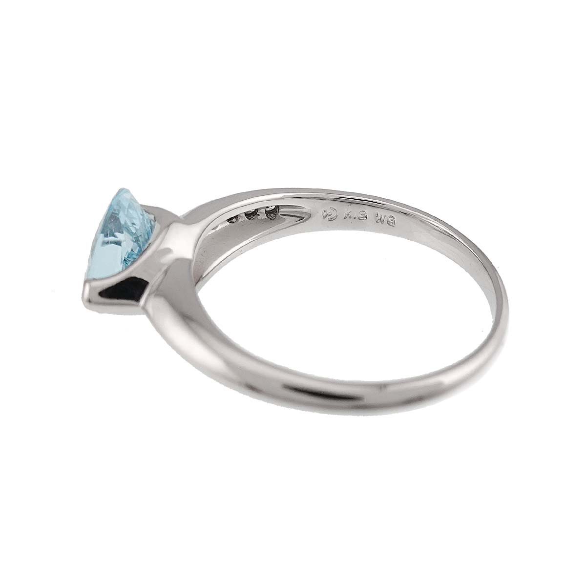 Aquamarine Diamond 0.04ct Ring 18K WG 750 Size8.75(US)