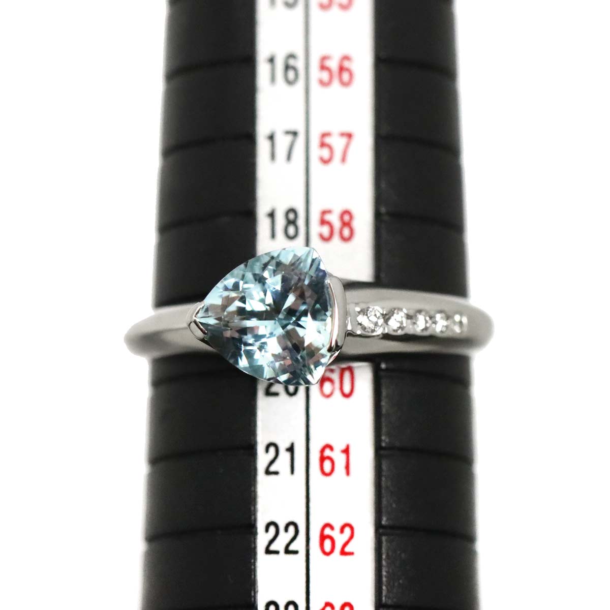 Aquamarine Diamond 0.04ct Ring 18K WG 750 Size8.75(US)