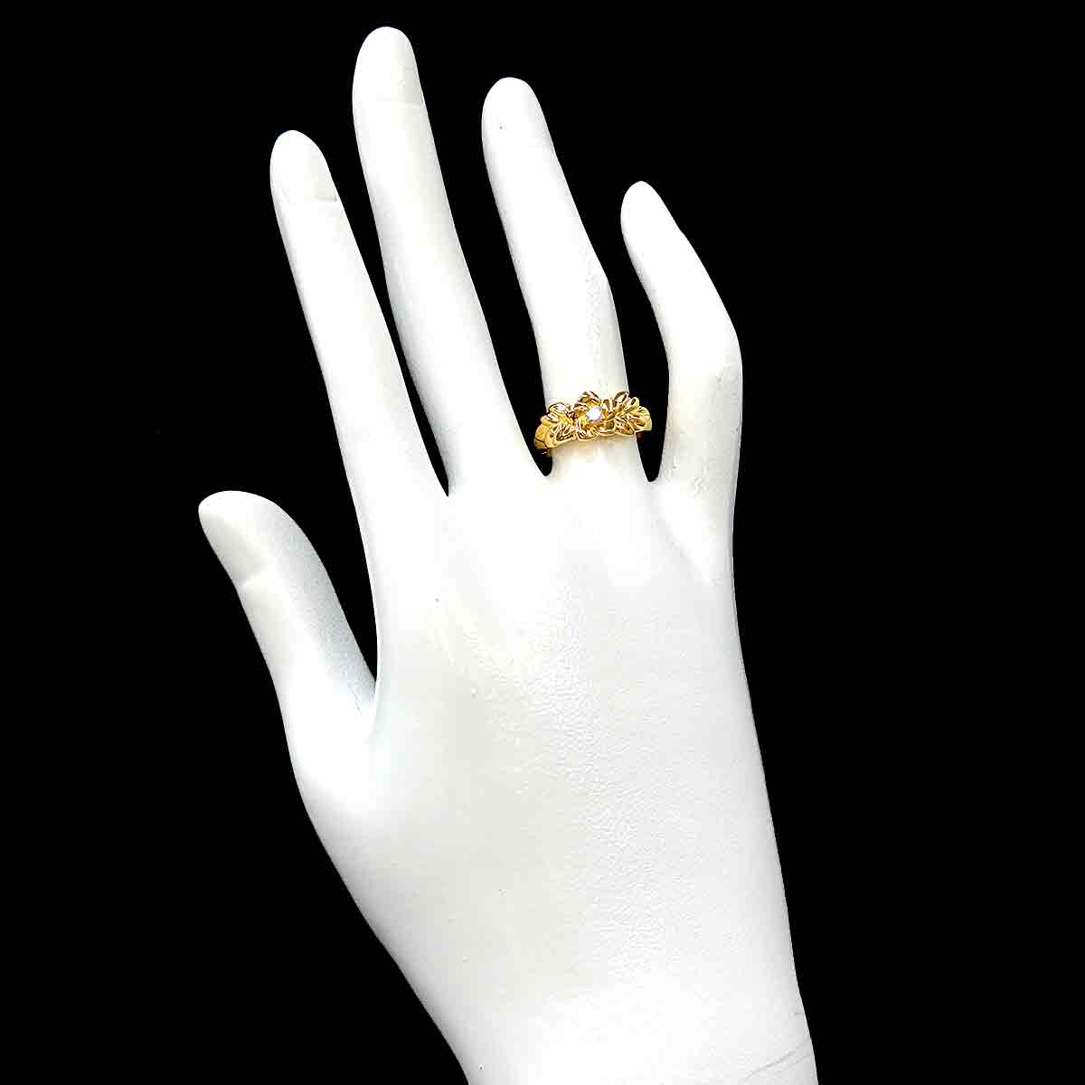 Diamond 0.07ct Ring 18K YG 750 Size5.5-5.75(US)