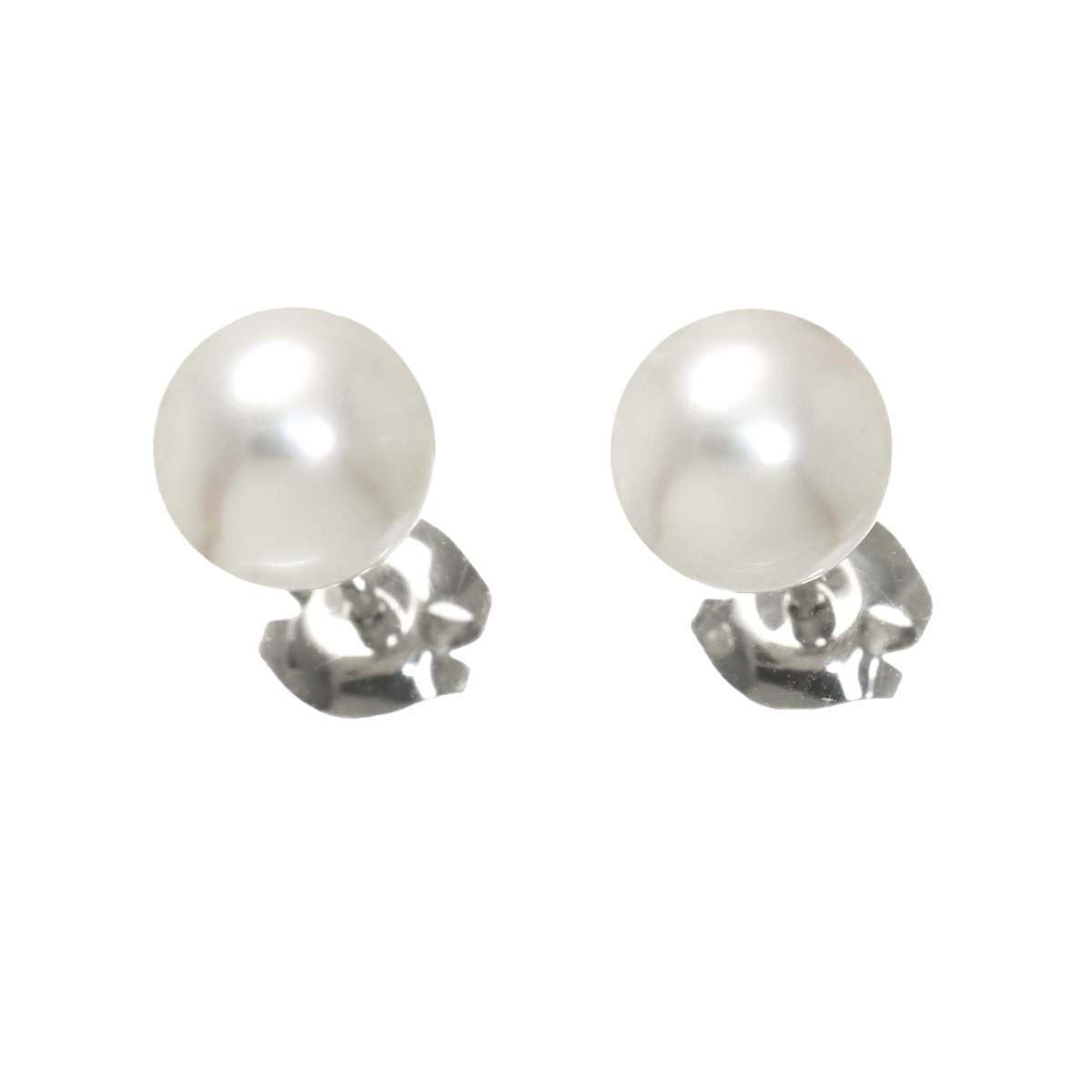 Akoya Pearl 7.8mm Earrings Pierced 18K WG 750
