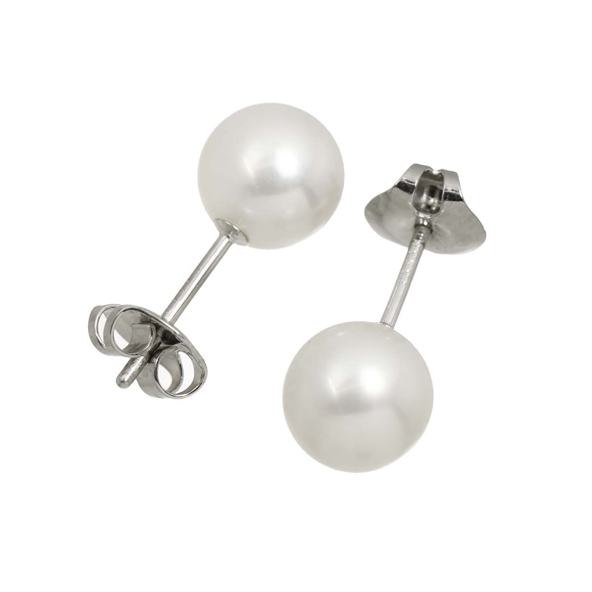Akoya Pearl 7.8mm Earrings Pierced 18K WG 750