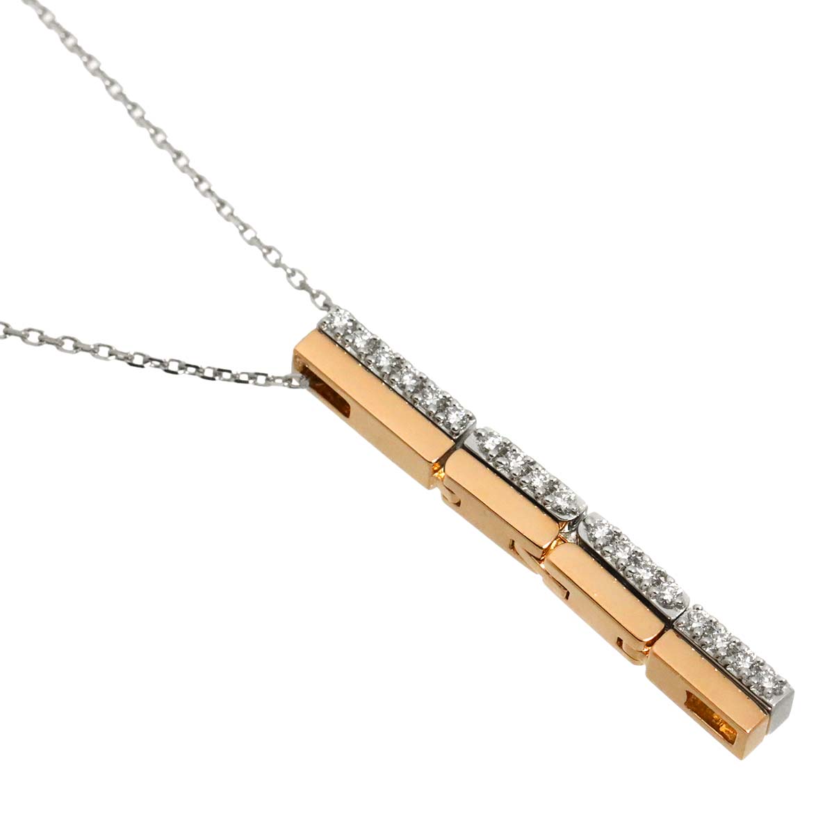 Diamond 0.14ct Necklace 18K White Pink Gold 750