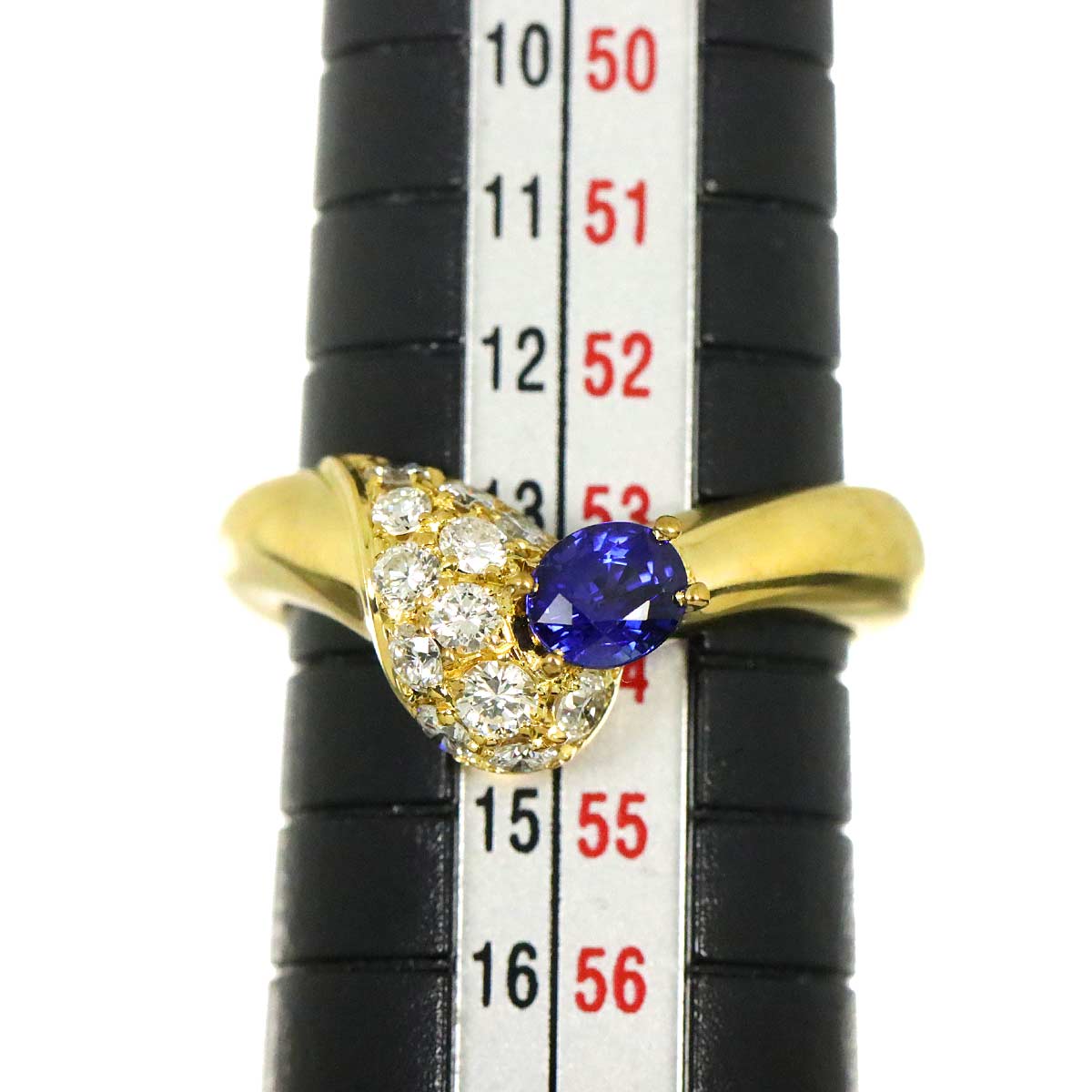 Sapphire 0.57ct Diamnd 0.42ct Ring 18K YG Size6.5-6.75(US)