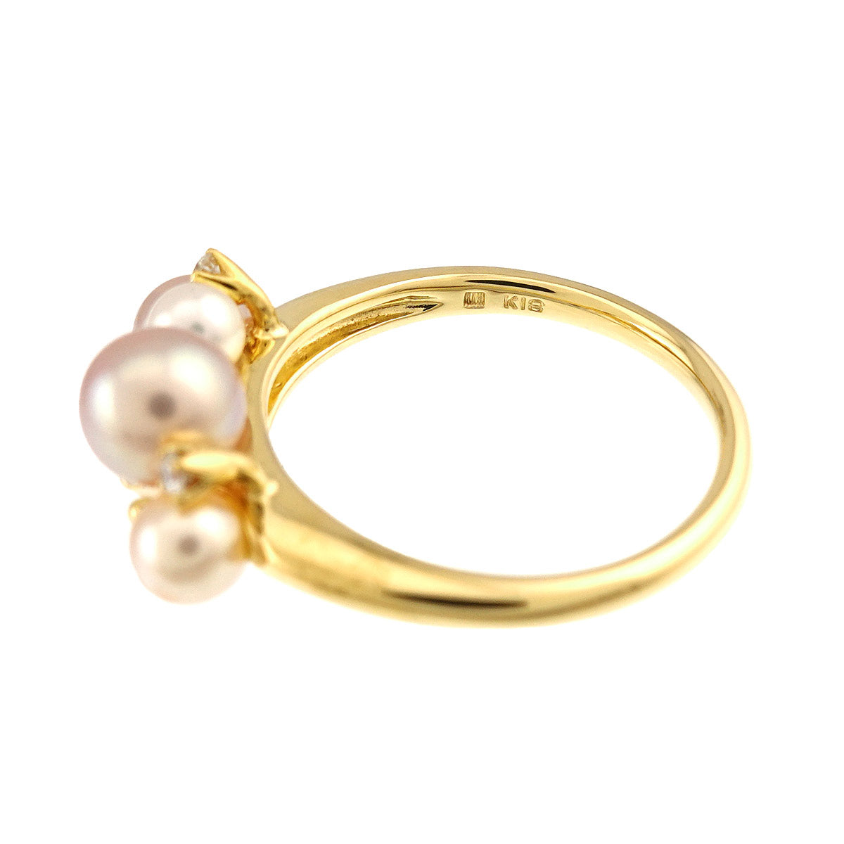 PERLITA Pearl 5.6-3.5mm Diamond 0.05ct Ring 18K YG 5.75-6(US)