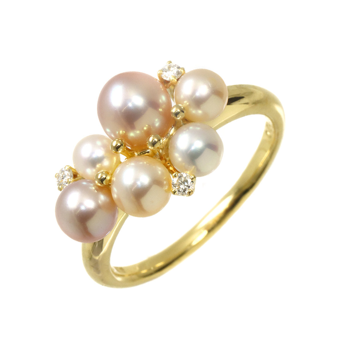 PERLITA Pearl 5.6-3.5mm Diamond 0.05ct Ring 18K YG 5.75-6(US)