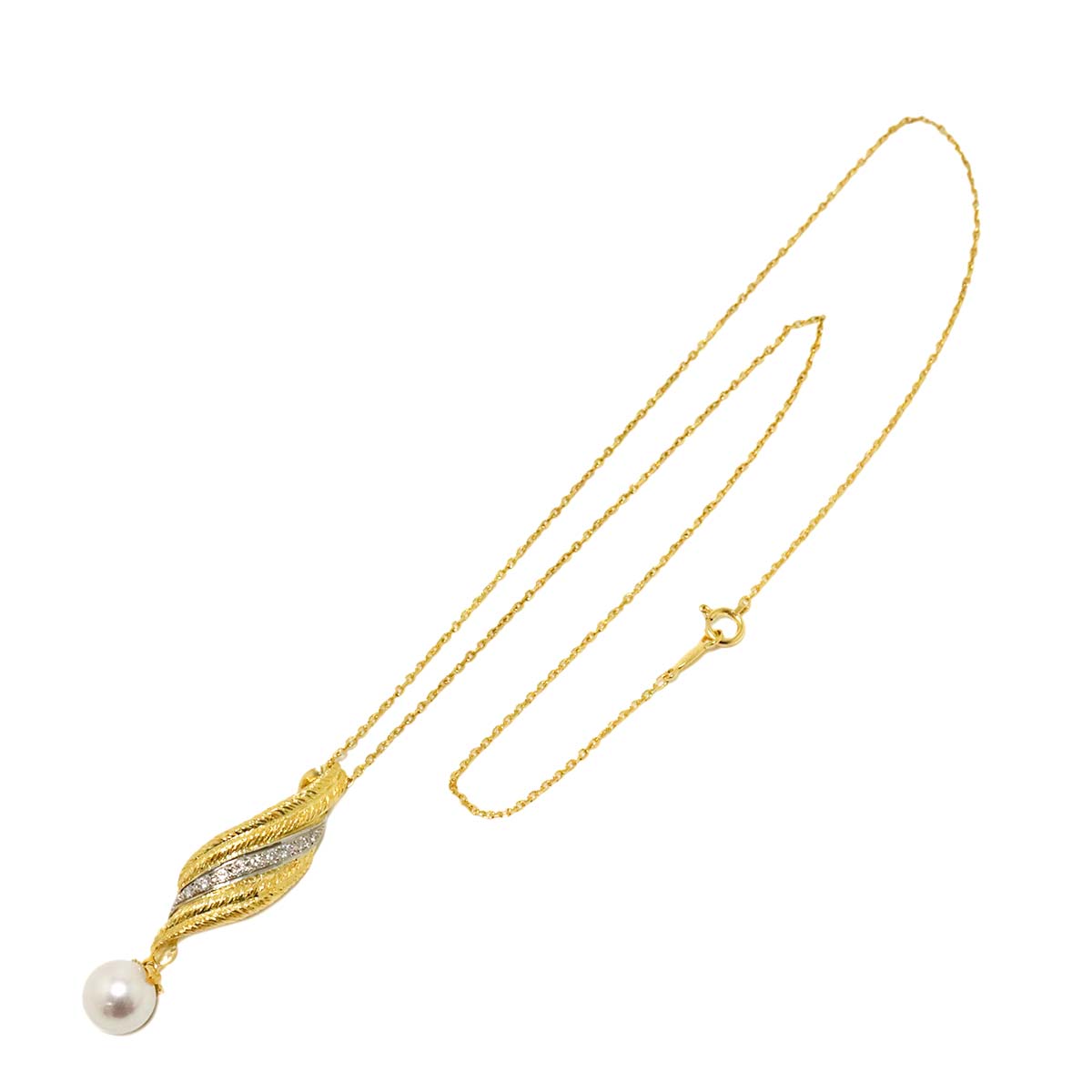 Akoya Pearl 8.2mm Diamond 0.11ct Necklace 18K YG Pt