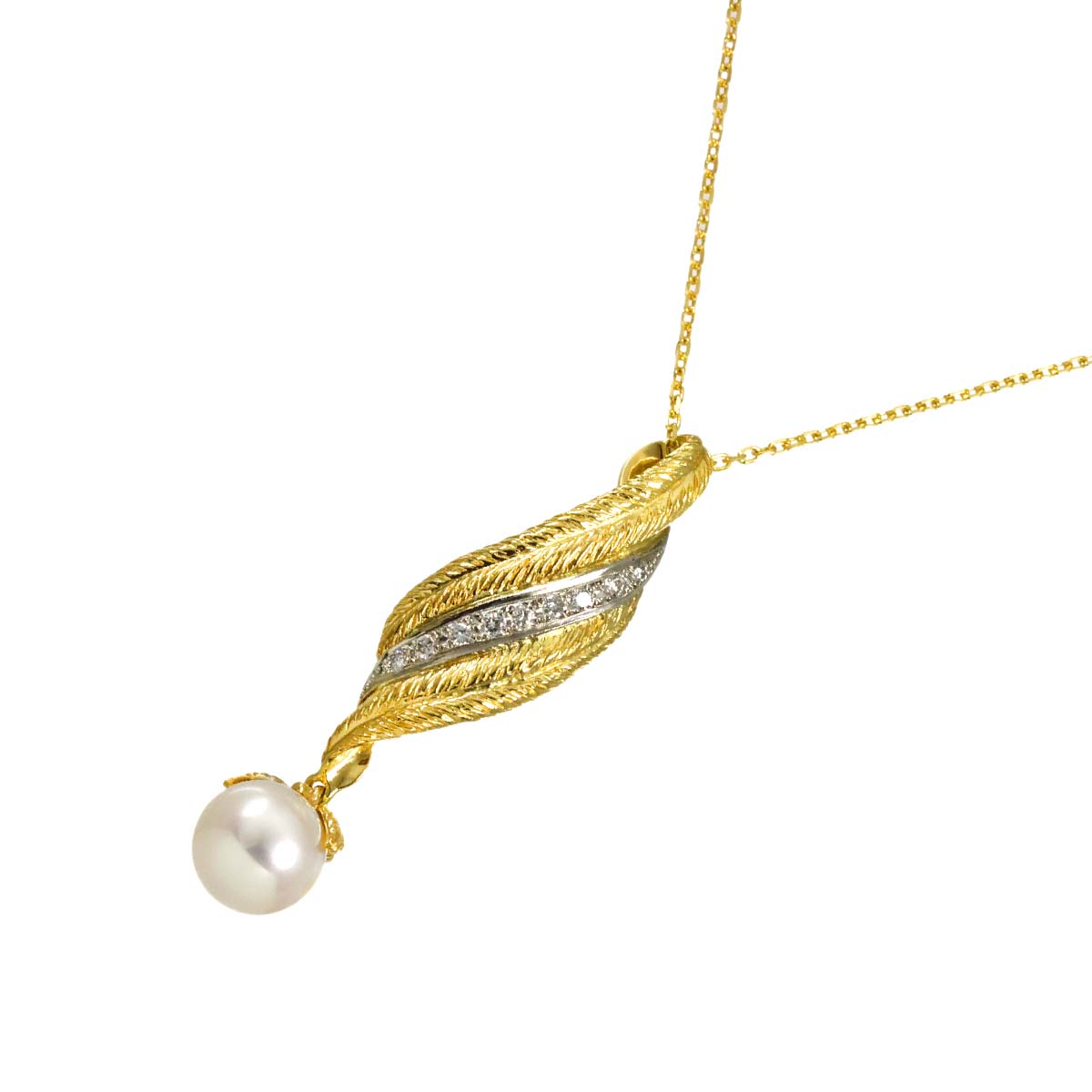 Akoya Pearl 8.2mm Diamond 0.11ct Necklace 18K YG Pt