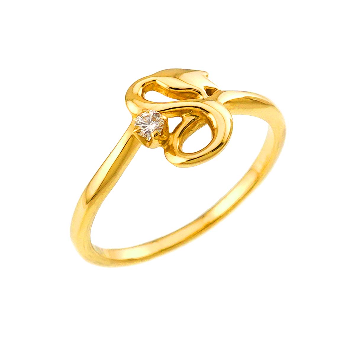 Diamond Ring 18K YG 750 Size5.5-5.75(US)