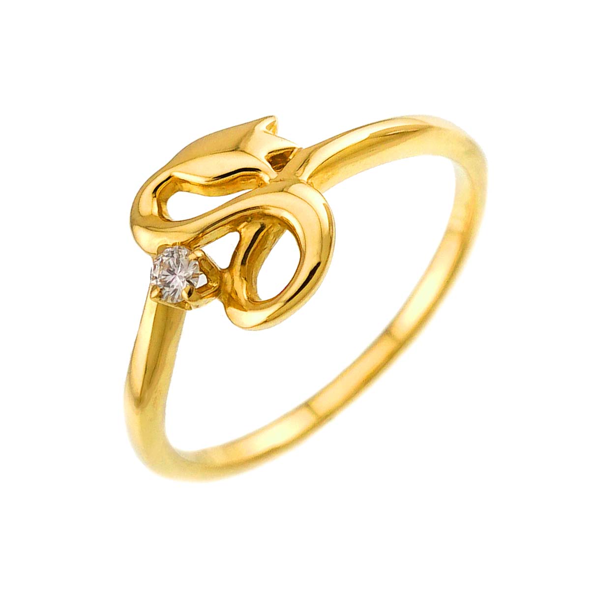 Diamond Ring 18K YG 750 Size5.5-5.75(US)