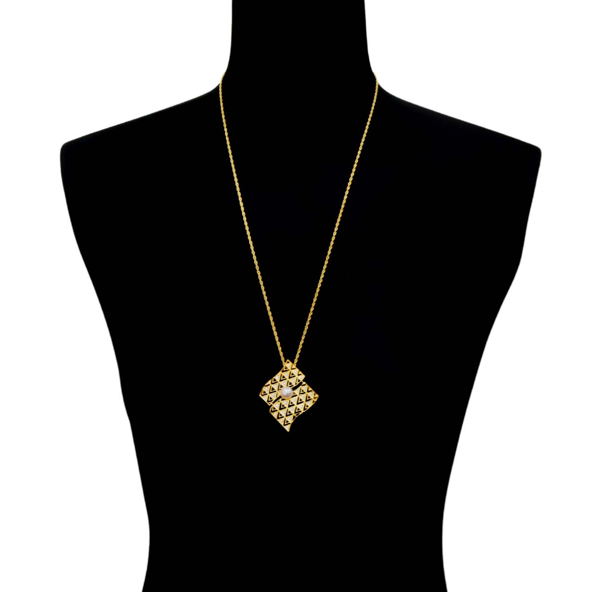 Akoya Pearl 7.8mm Diamond Long Necklace 18K YG 750