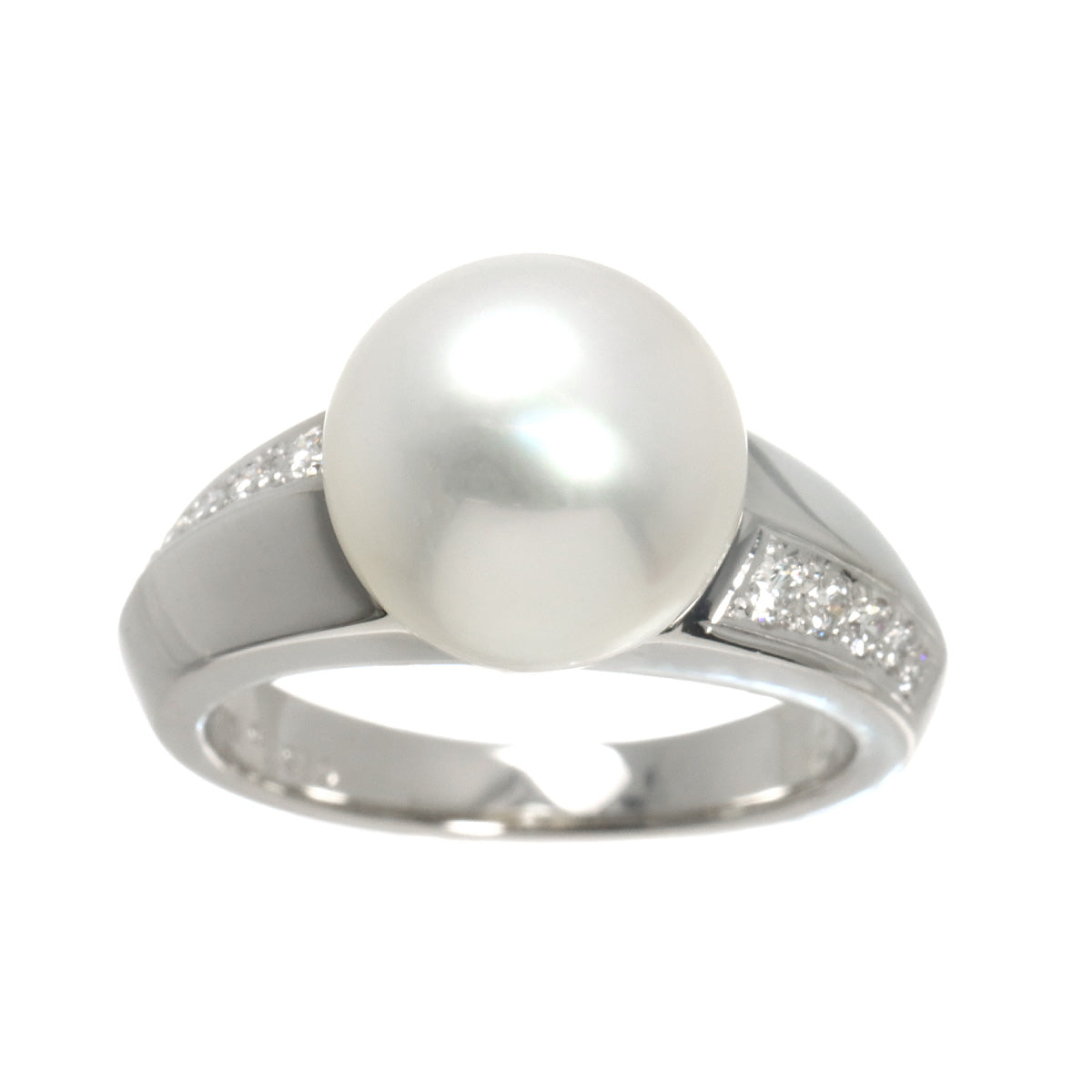 Akoya Pearl 9.9mm Diamond 0.13ct Ring Platinum size4.75-5(US)