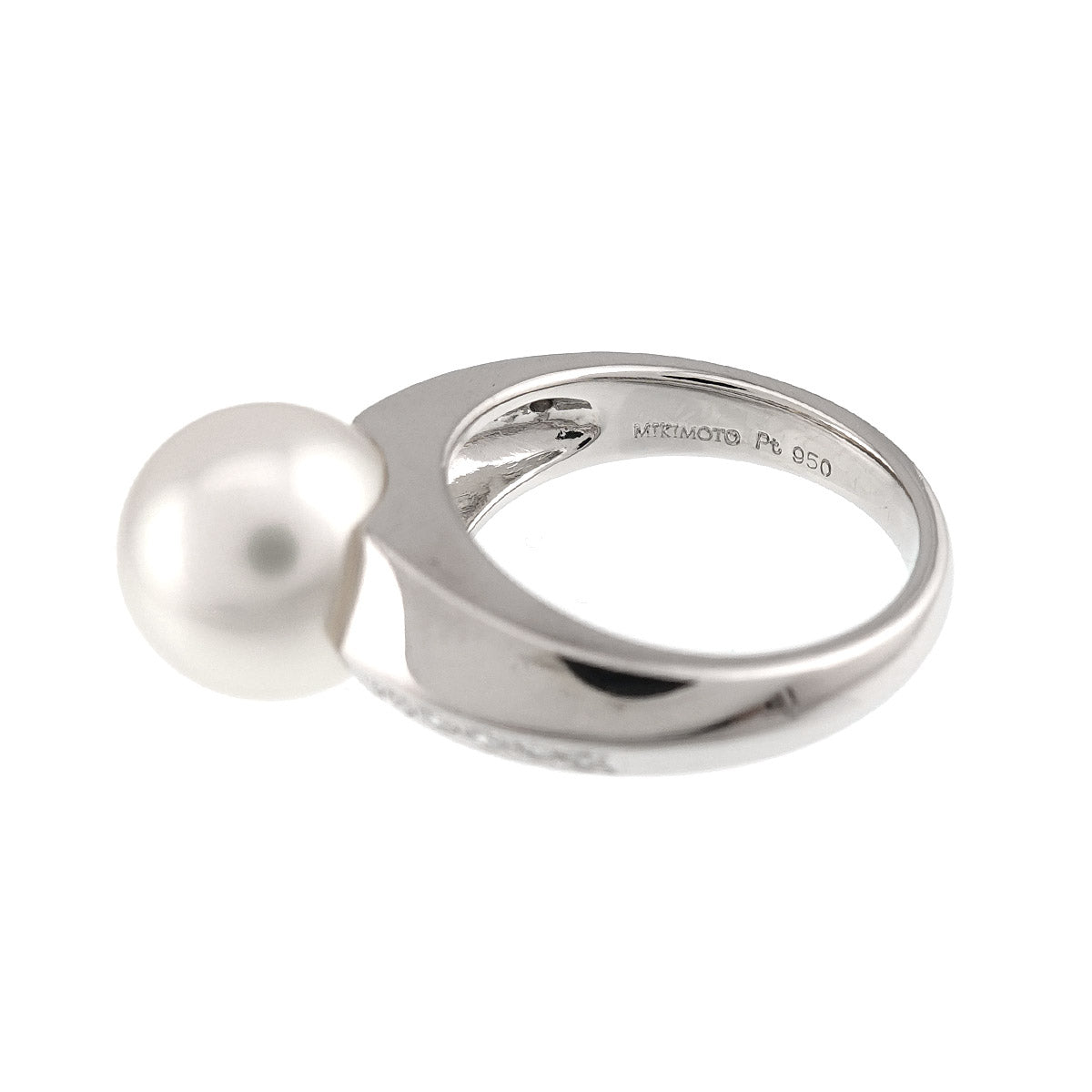 Akoya Pearl 9.9mm Diamond 0.13ct Ring Platinum size4.75-5(US)