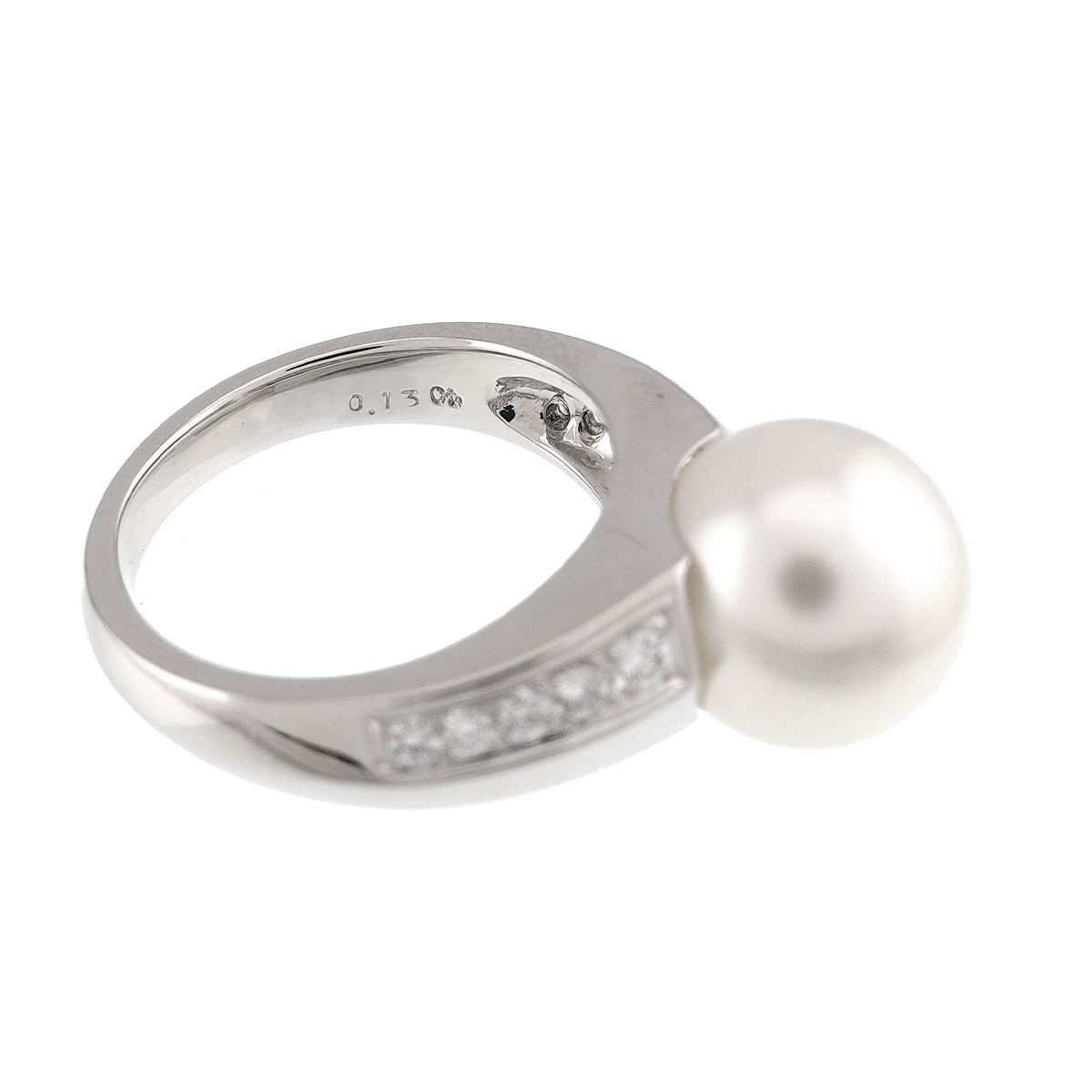 Akoya Pearl 9.9mm Diamond 0.13ct Ring Platinum size4.75-5(US)