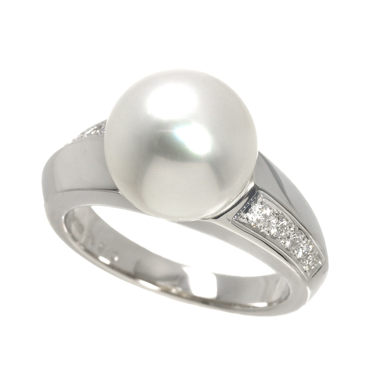 Akoya Pearl 9.9mm Diamond 0.13ct Ring Platinum size4.75-5(US)