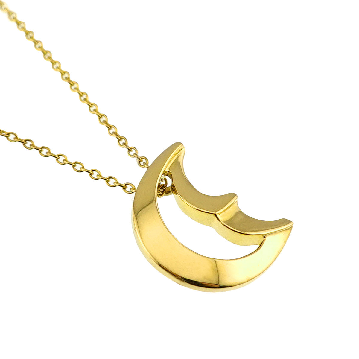 Crescent moon Necklace 18K Yellow Gold 750