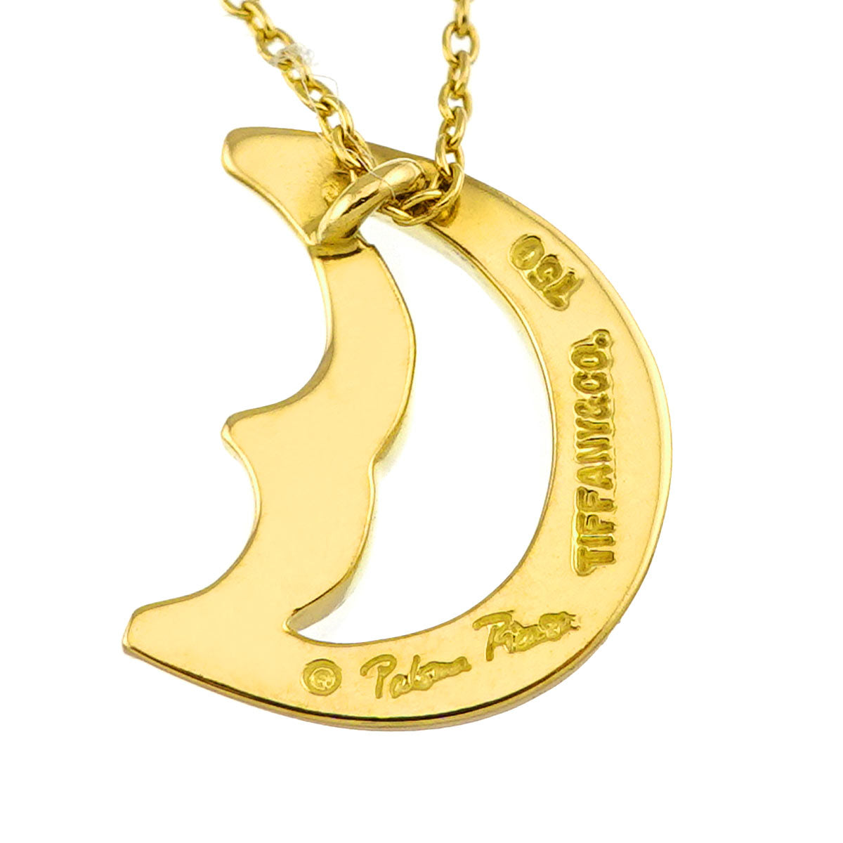 Crescent moon Necklace 18K Yellow Gold 750