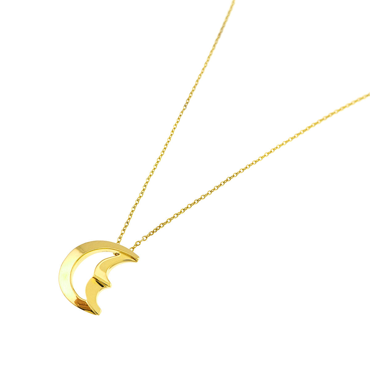 Crescent moon Necklace 18K Yellow Gold 750