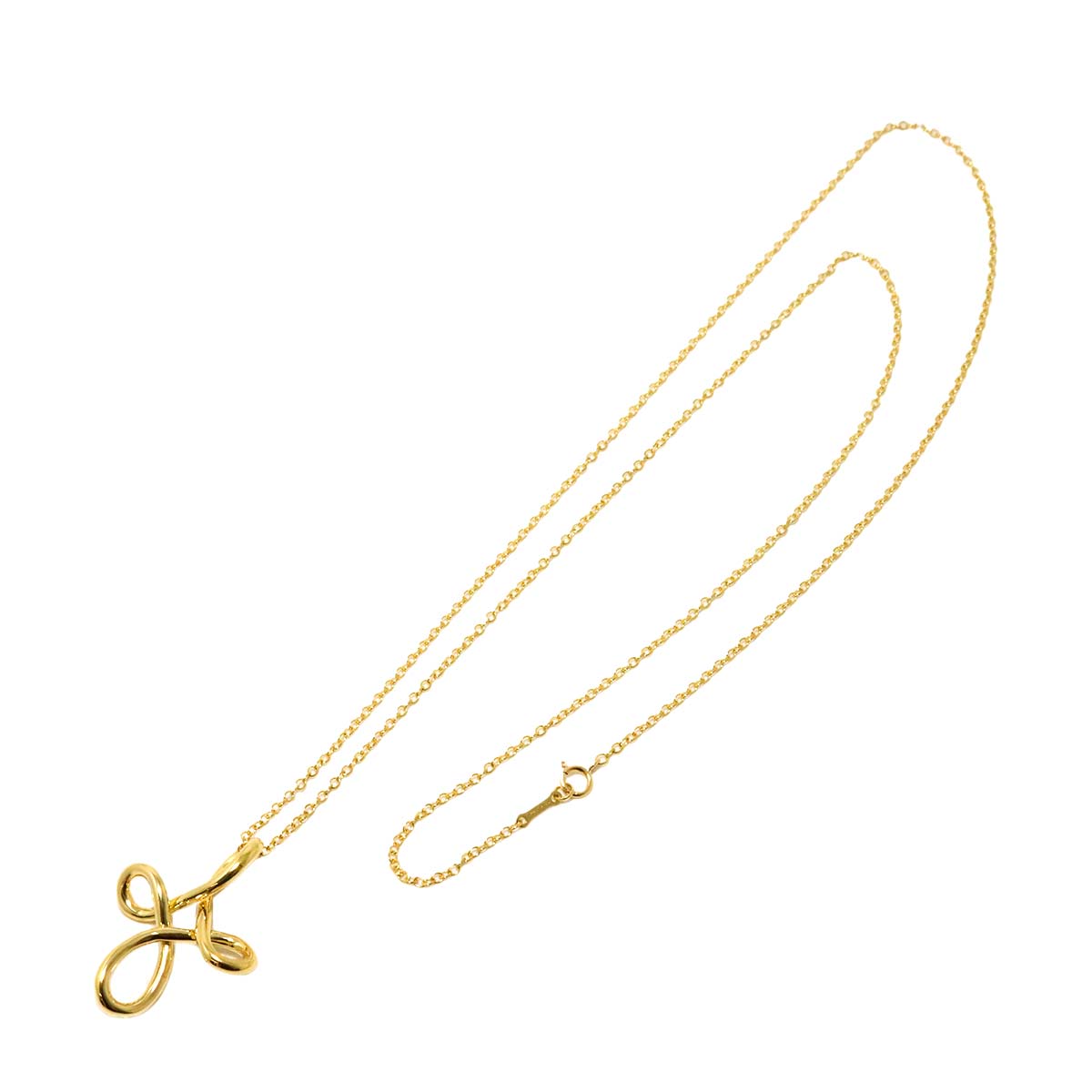Infinity Cross Long Necklace 18K Yellow Gold 750