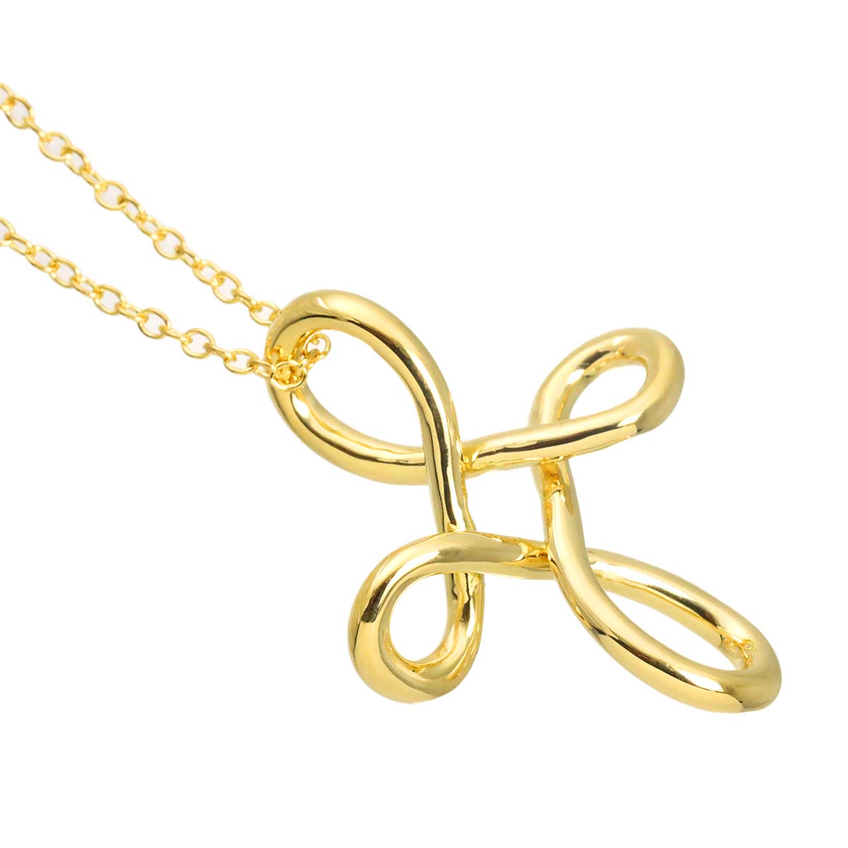 Infinity Cross Long Necklace 18K Yellow Gold 750
