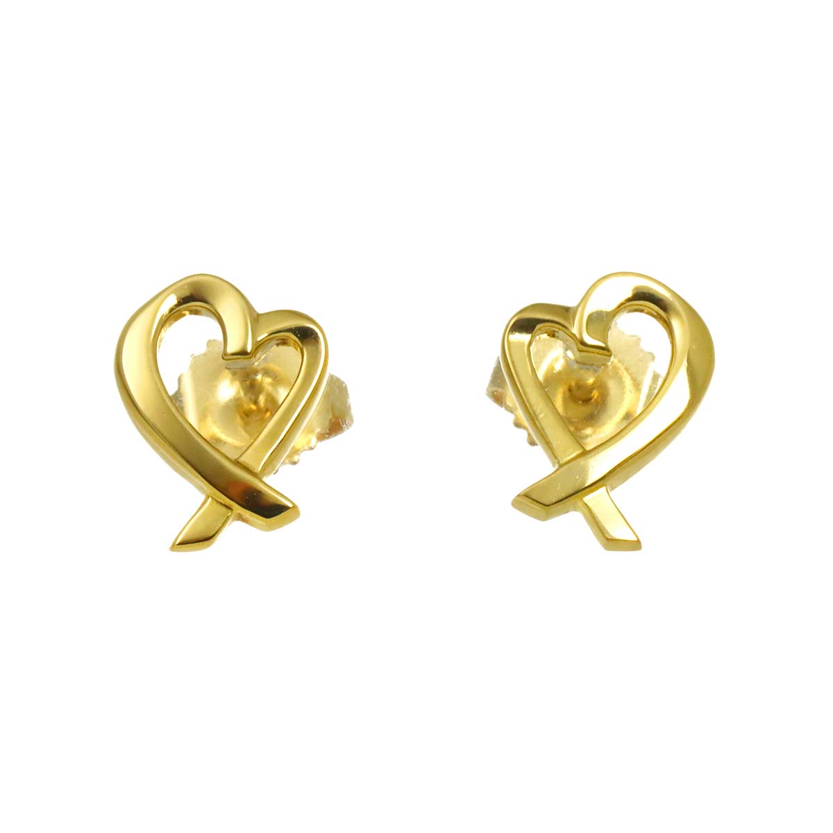 Loving Heart Earrings Pierced 18K Yellow Gold 750