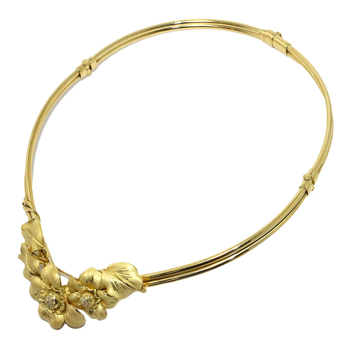 Diamond Flower Necklace Brooch 18K YG 750