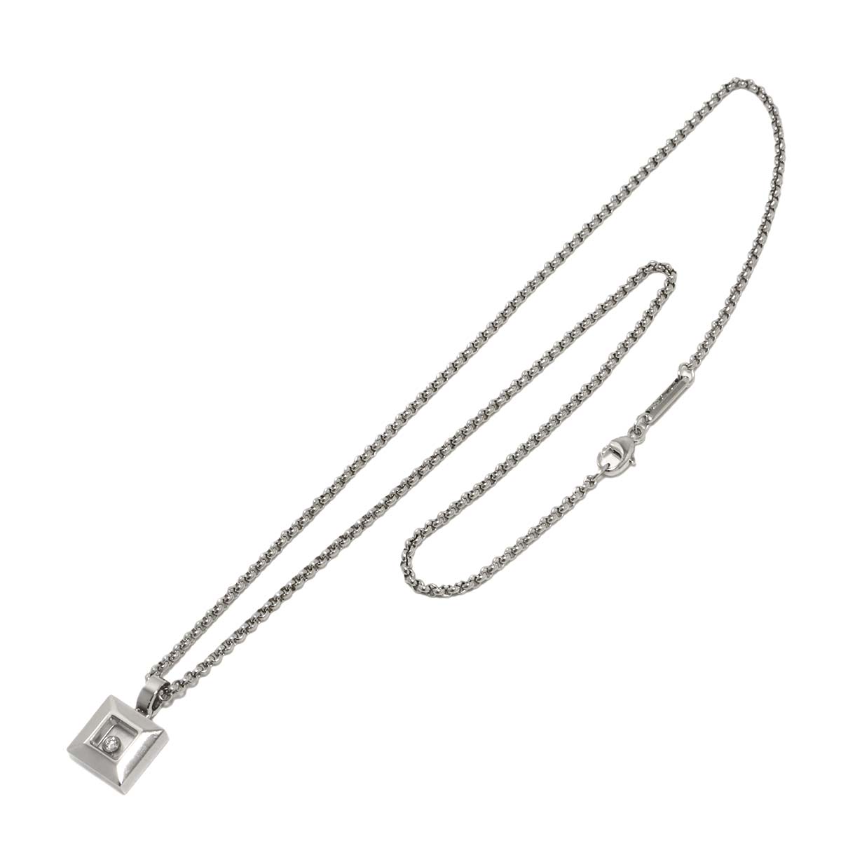 Happy Diamond Square Necklace 18K White Gold 750