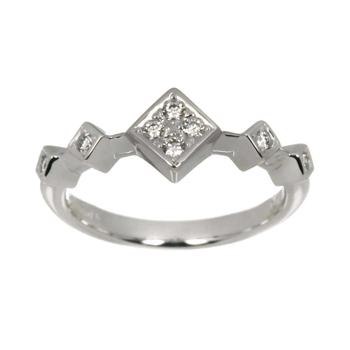 Diamond 0.10ct Ring 14K White Gold 585 Size5.25(US)