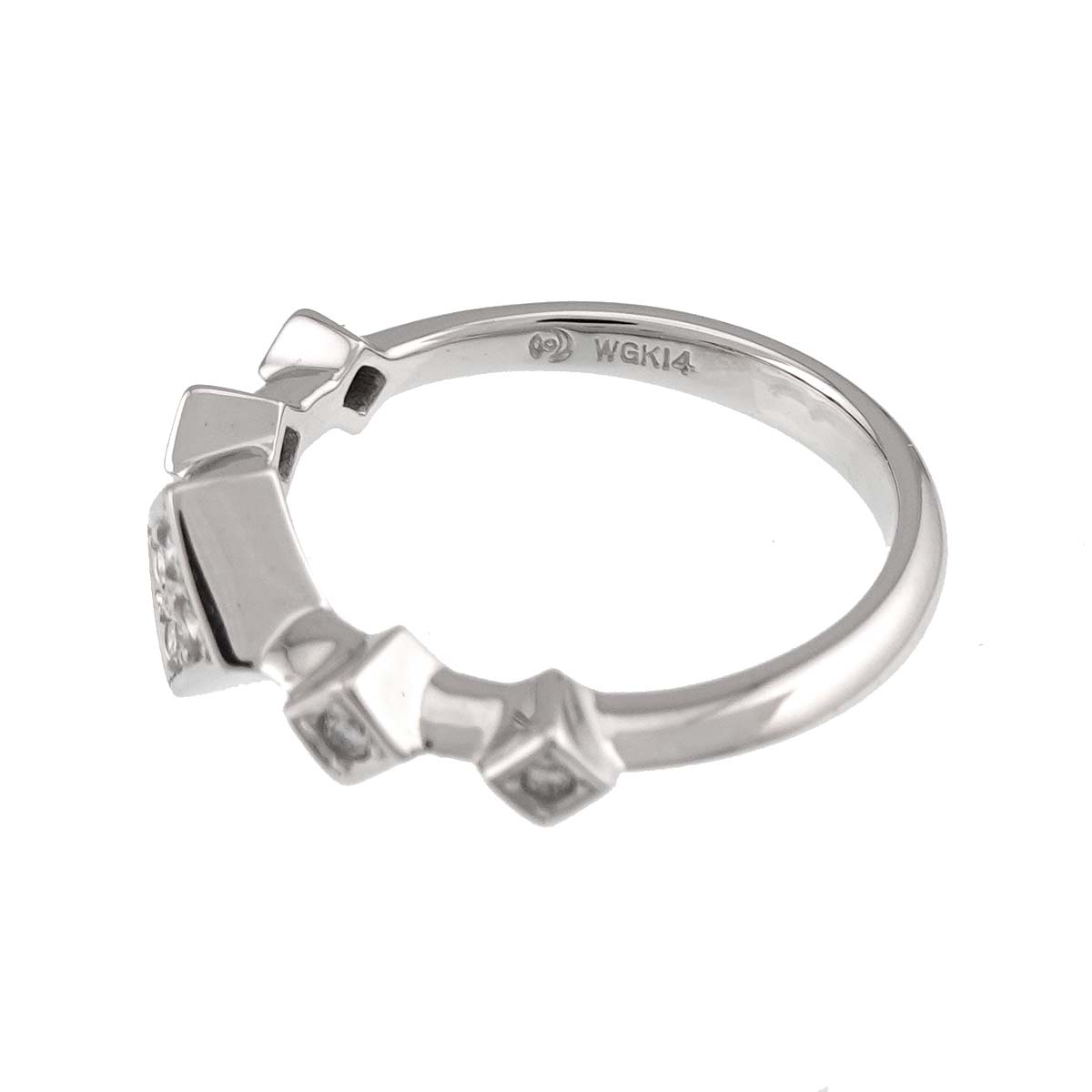 Diamond 0.10ct Ring 14K White Gold 585 Size5.25(US)