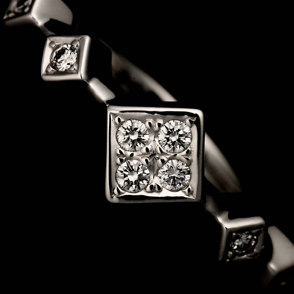 Diamond 0.10ct Ring 14K White Gold 585 Size5.25(US)