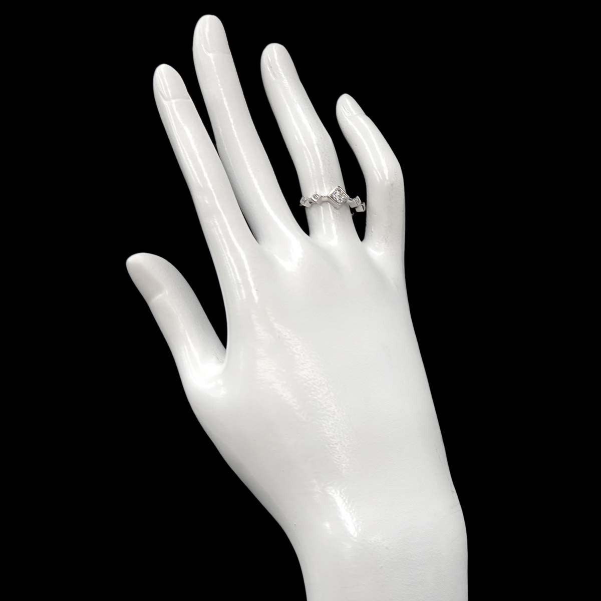 Diamond 0.10ct Ring 14K White Gold 585 Size5.25(US)