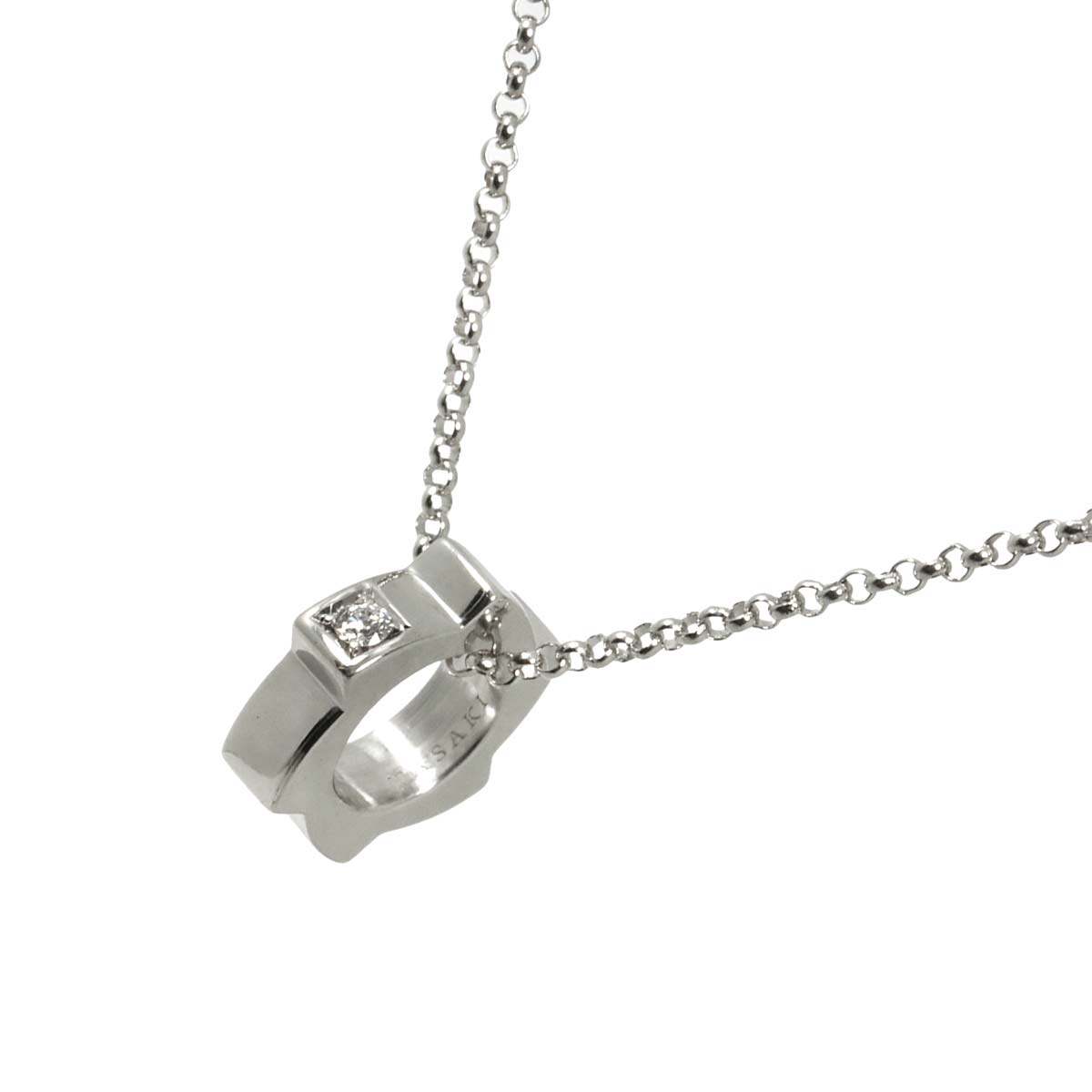 Diamond 0.01ct Necklace 18K White Gold 750