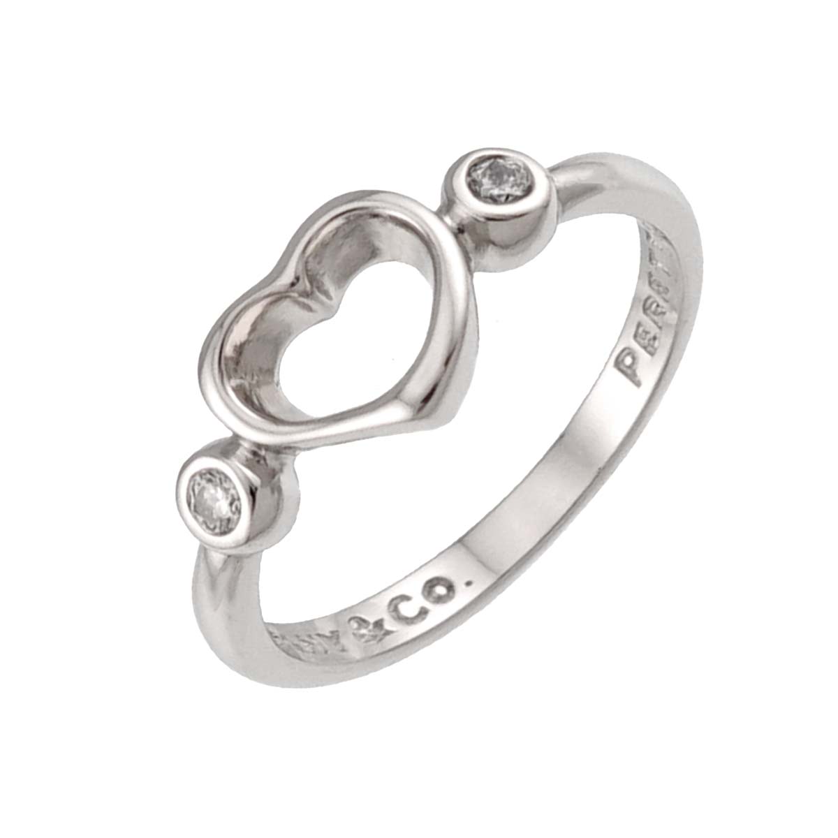 Open Heart Diamond Ring Platinum size5.25(US)