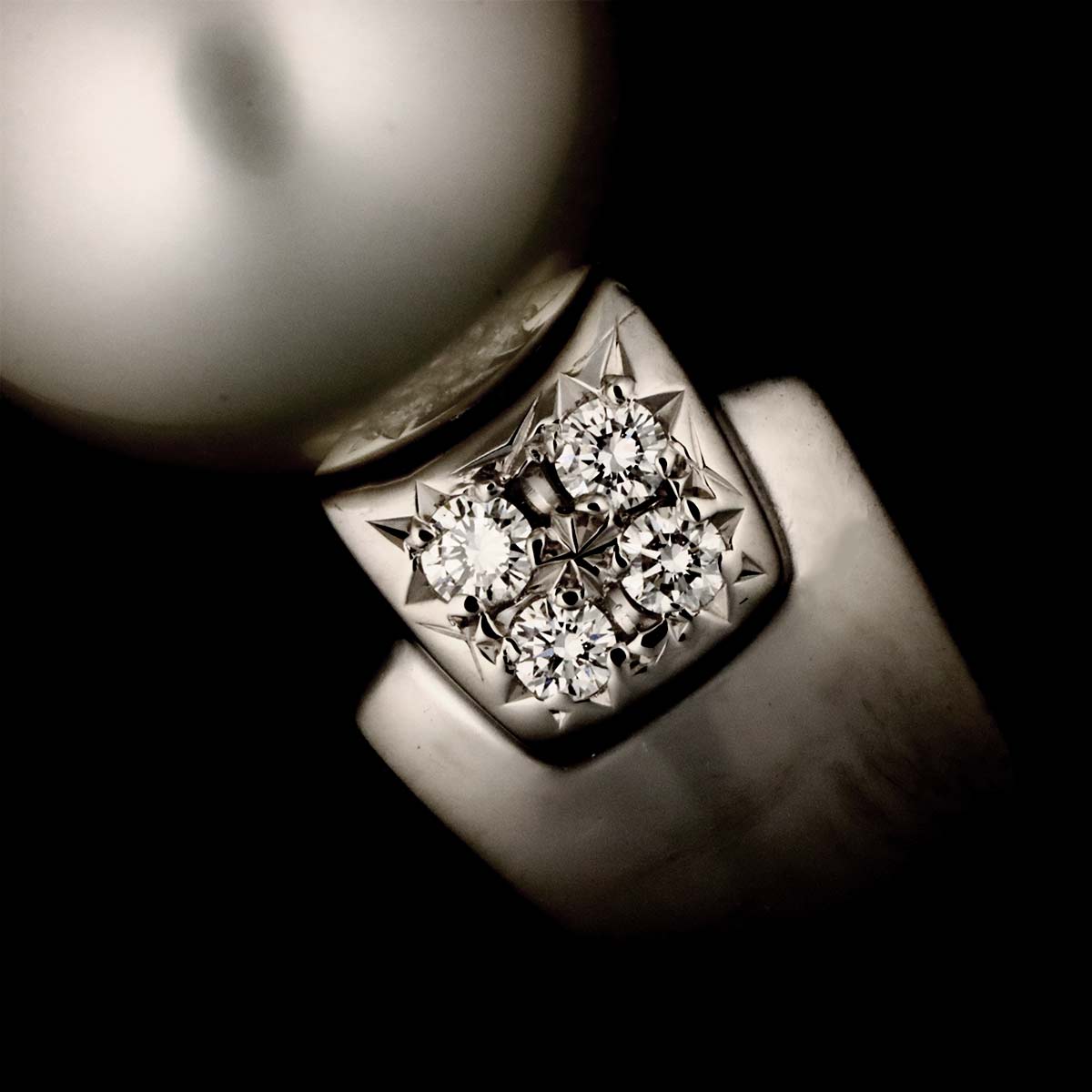 South Sea pearl 10.5mm Diamond 0.09ct Ring Platinum size6(US)