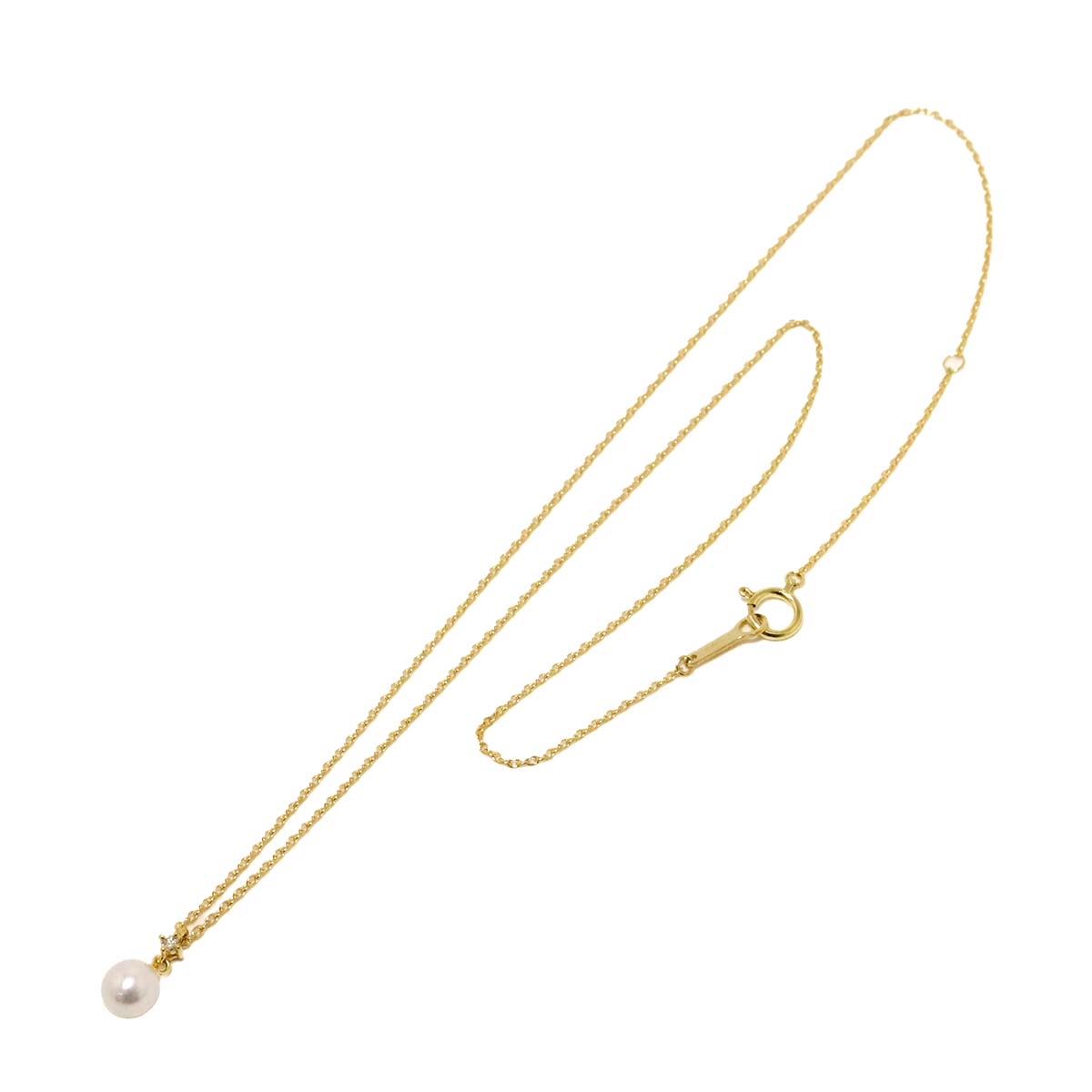 Akoya Pearl 5.3mm Diamond 0.01ct Necklace 18K YG 750