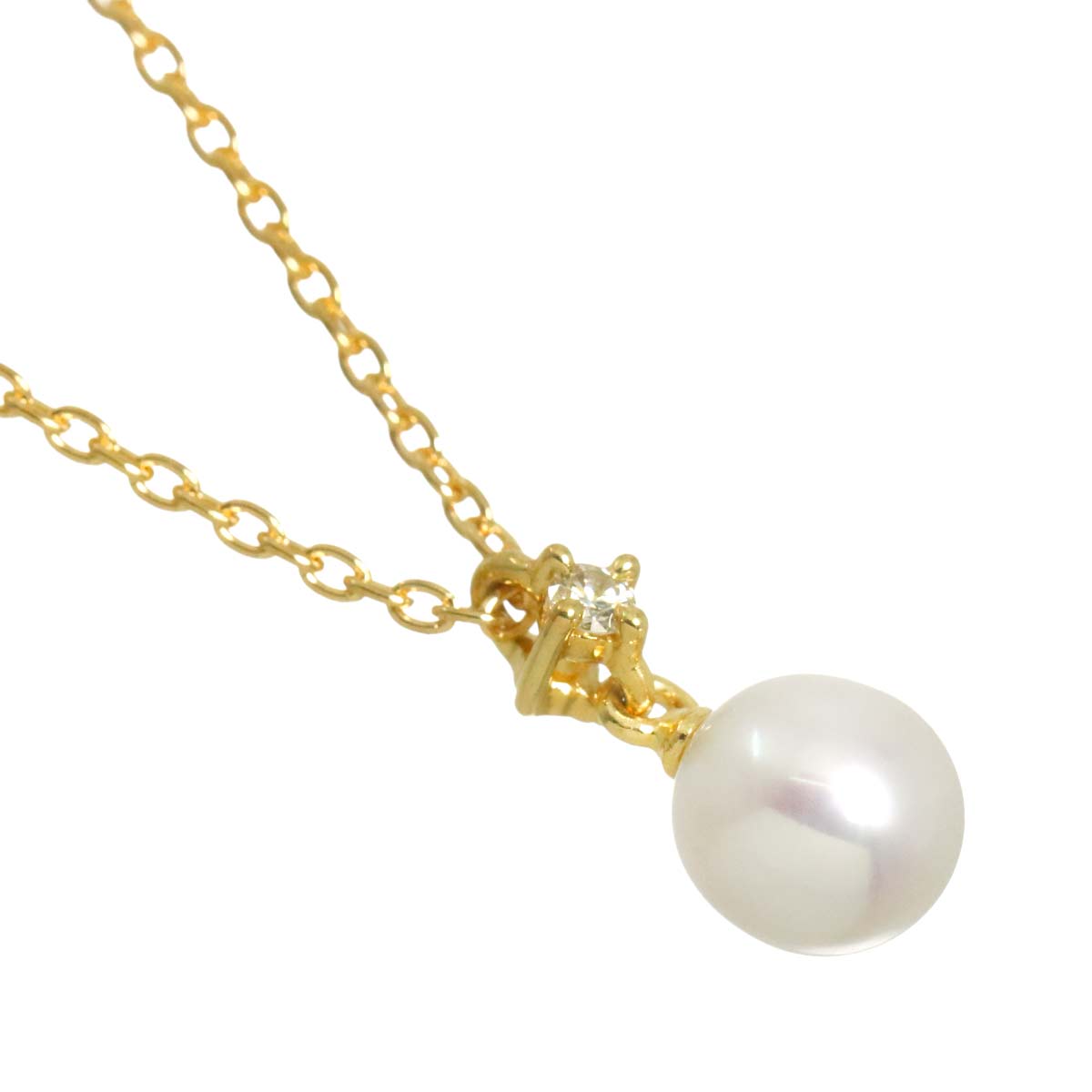 Akoya Pearl 5.3mm Diamond 0.01ct Necklace 18K YG 750