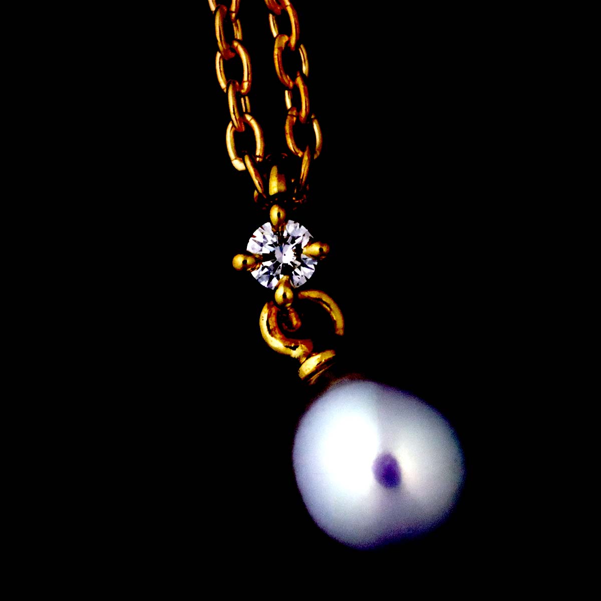 Akoya Pearl 5.3mm Diamond 0.01ct Necklace 18K YG 750