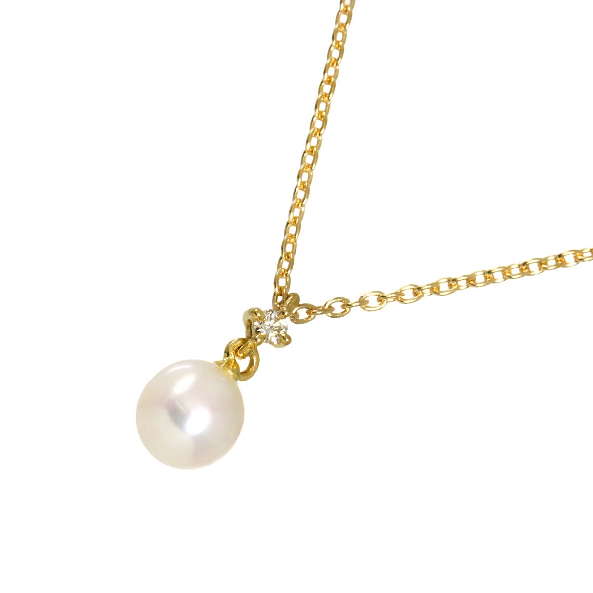 Akoya Pearl 5.3mm Diamond 0.01ct Necklace 18K YG 750