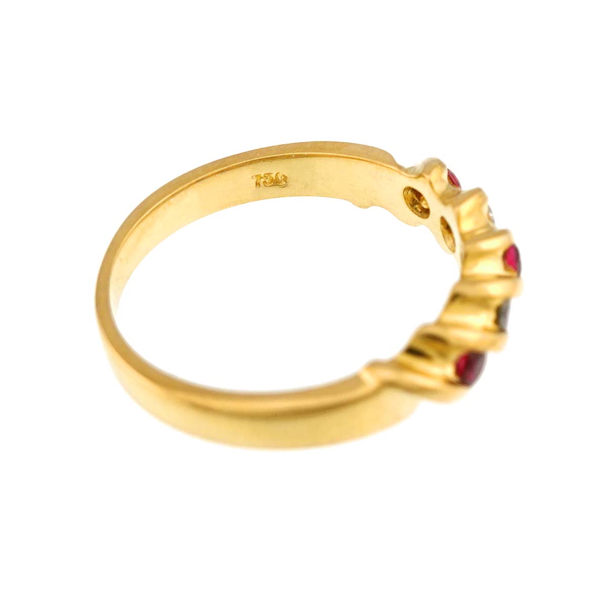 Ruby Diamond Ring 18K YG 750 size5.5-5.75(US)
